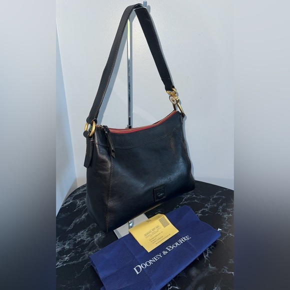 DOONEY & BOURKE Handbag Florentine Laurel Hobo Black Italian Leather AUTHENTIC - Picture 5 of 11